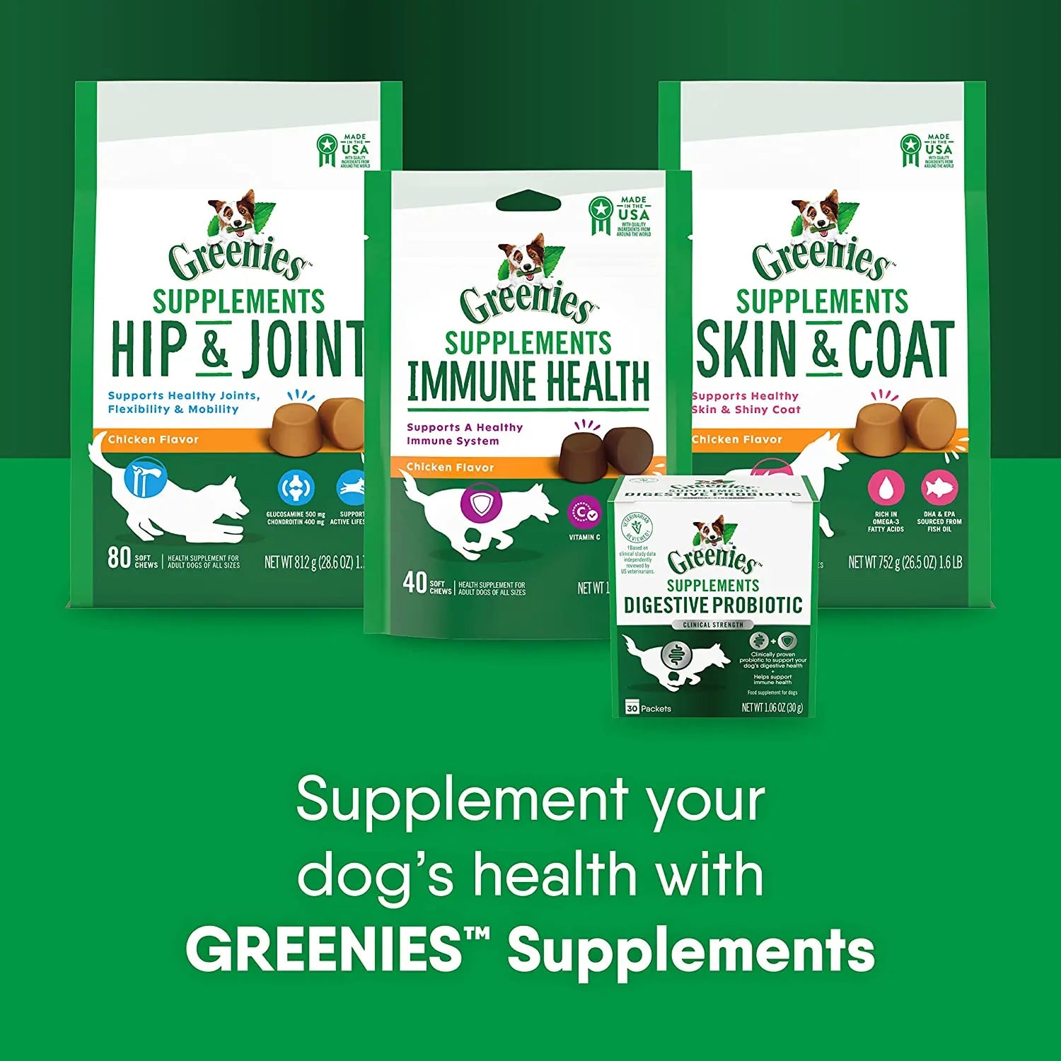 GREENIES High - Potency Digestive Probiotic Clinical - Strength Dietary Supplement for Dogs in 30 - Packet Pack