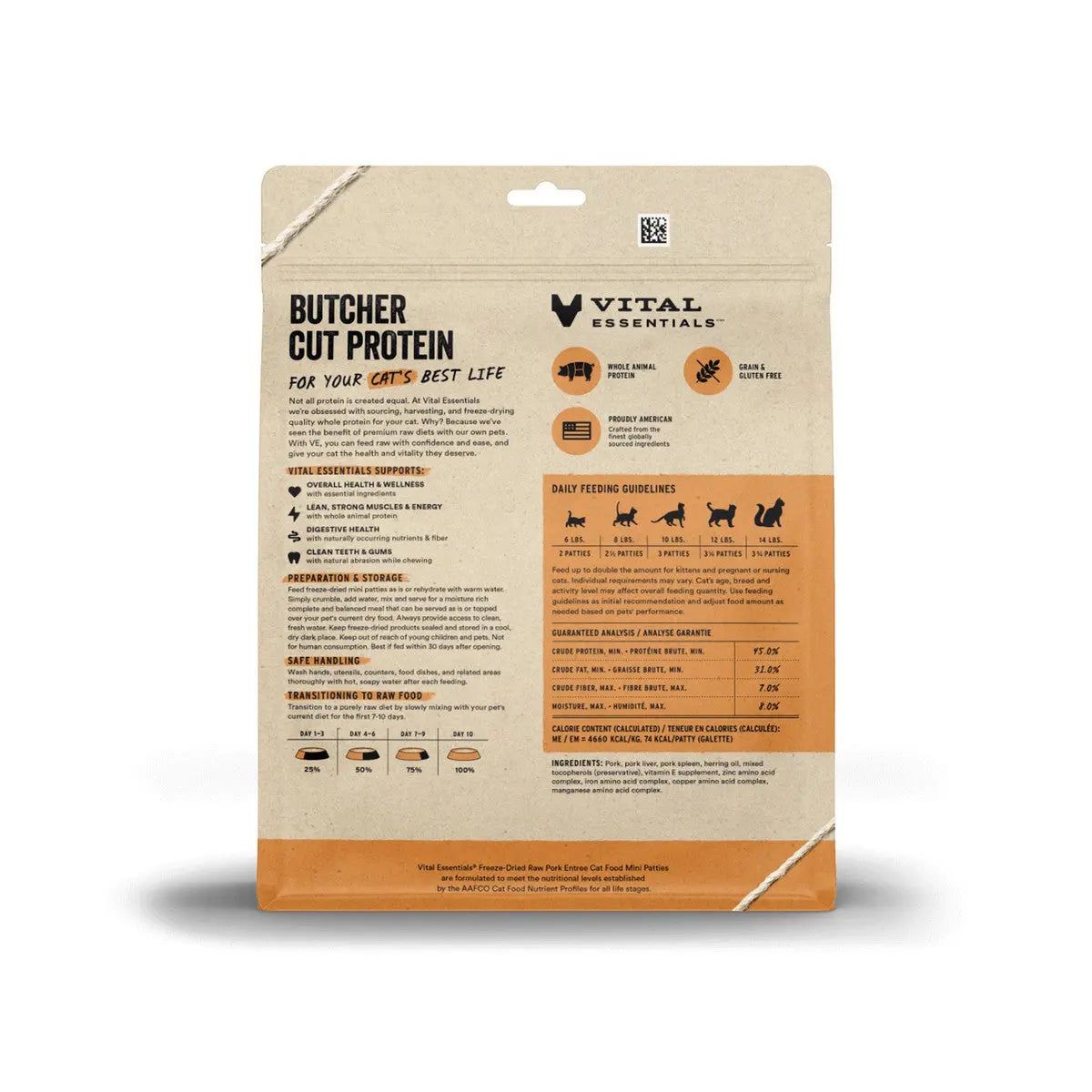 Vital Essentials® Freeze-Dried Mini Pork Patties for Cat Raw Diet