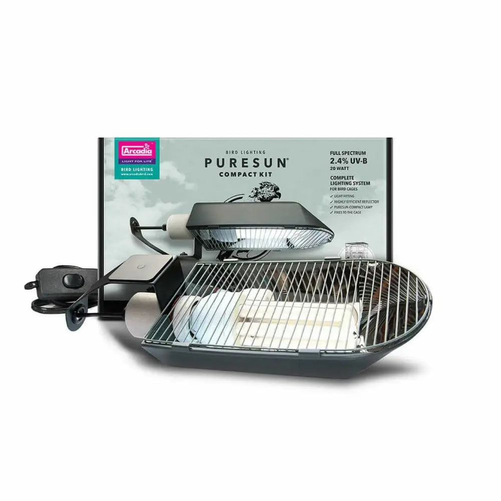 Arcadia Bird's High - performance PureSun Compact Kit UVB Lighting System for Small to Medium Bird Cages