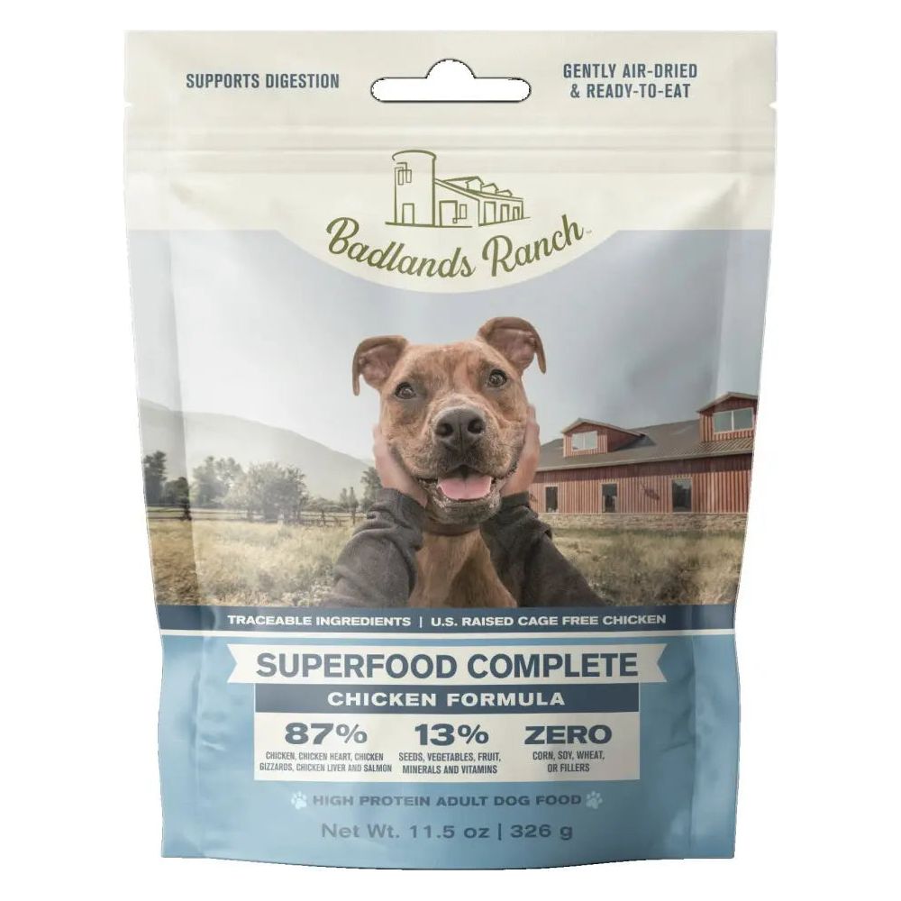 Badlands Ranch Premium Superfood Complete Grain-Free Air-Dried Chicken Dog Food for a Healthy Canine Diet
