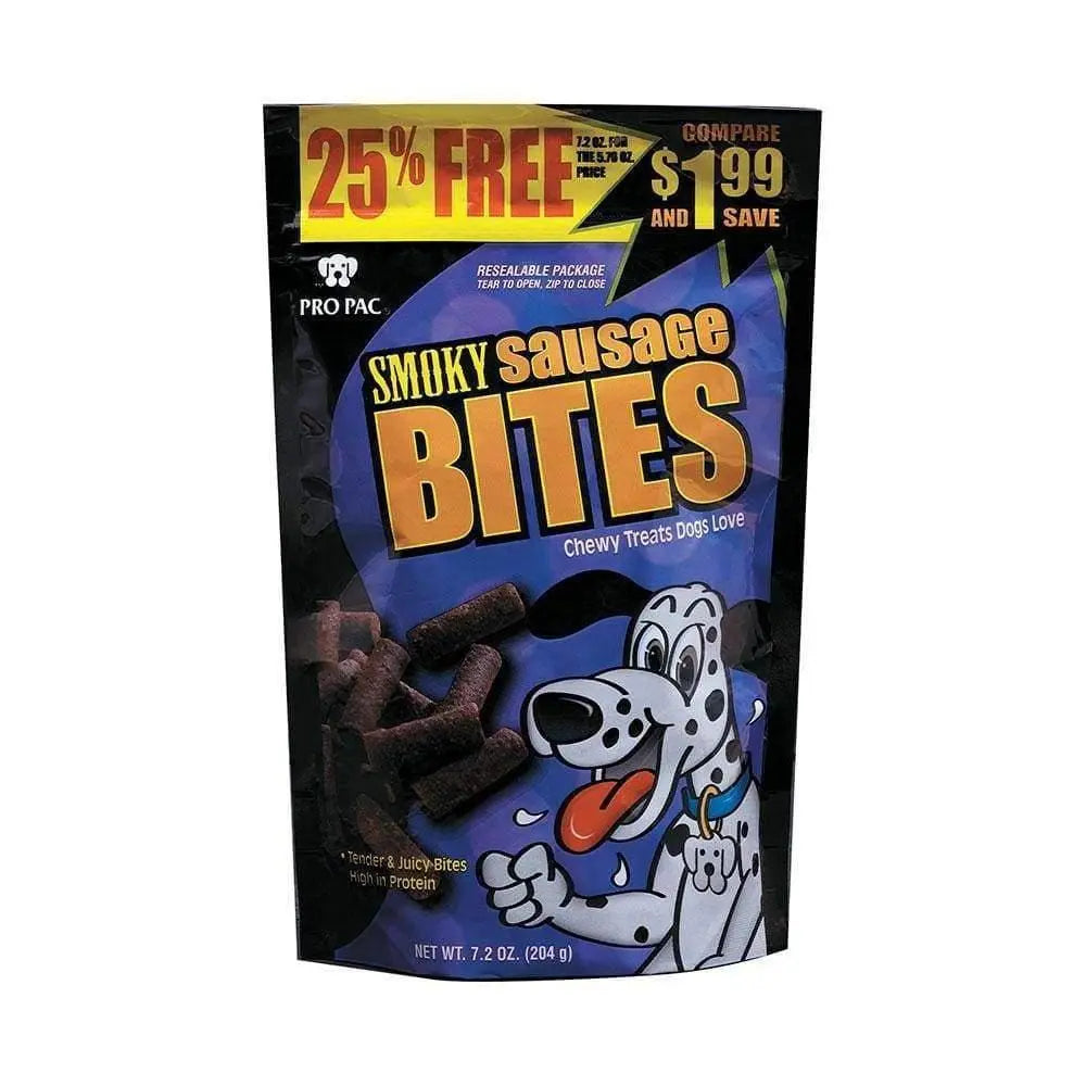 Pro Pac Premium Adult Chewy Dog Treats - 7.2 Oz Smoky Sausage Bites