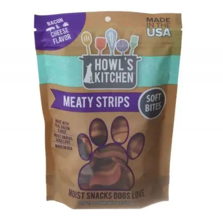 Howl's Kitchen Irresistible Soft Bacon & Cheese Flavored Meaty Strips for Dogs