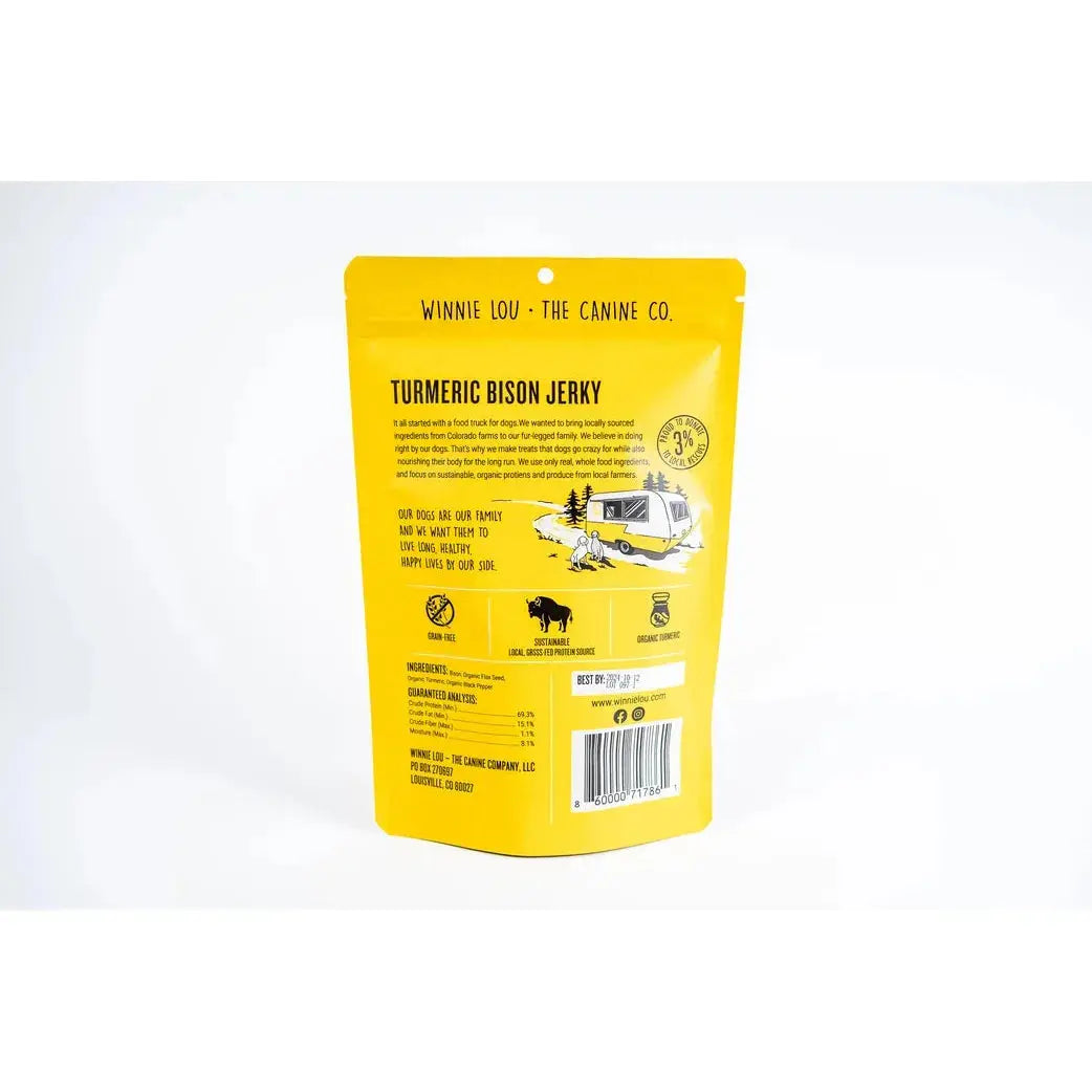 Winnie Lou Premium Turmeric - Infused Bison Jerky Dog Treats, 2.5 Ounce Package