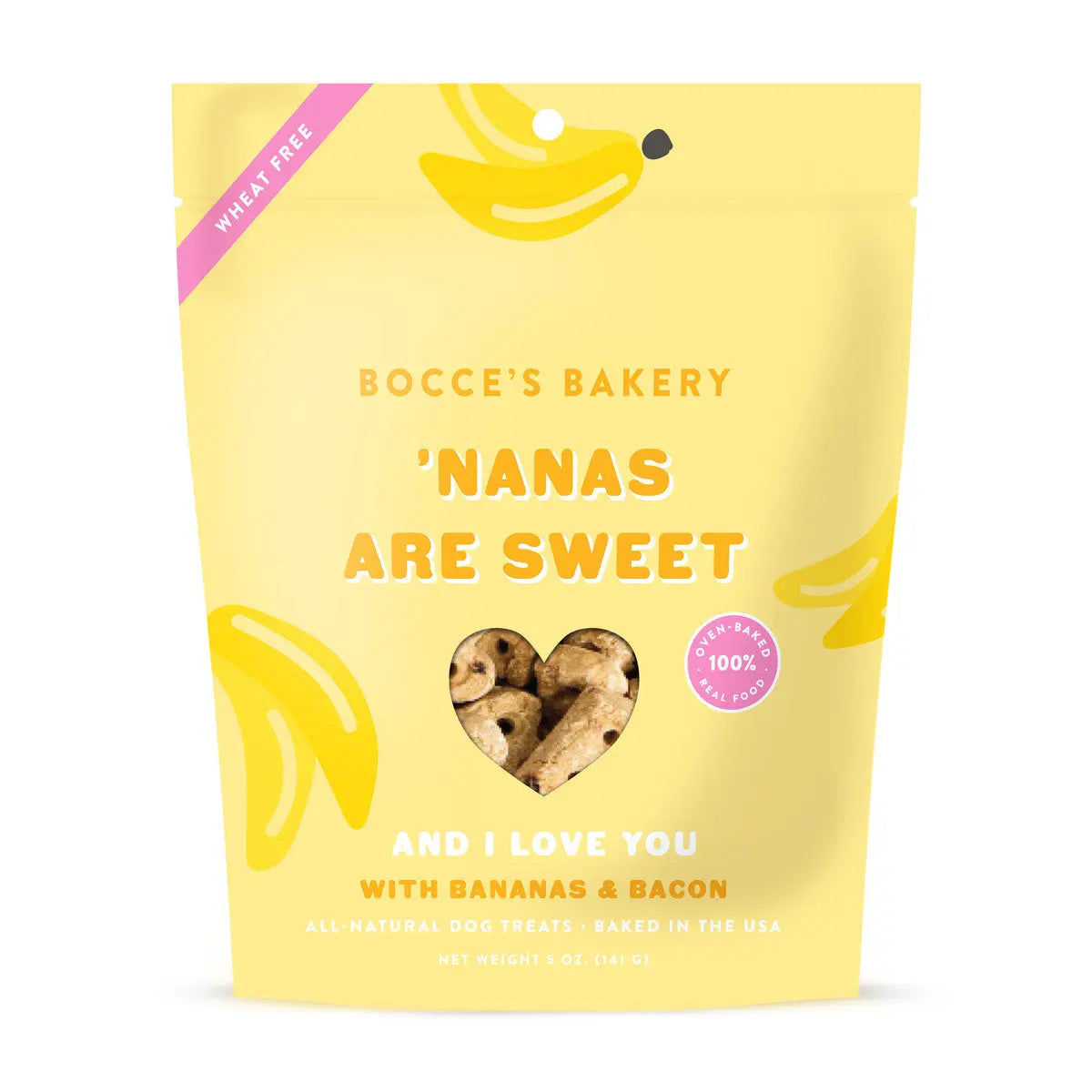 Bocce's Bakery All - Natural Banana & Bacon Crunchy Dog Biscuits, 5 oz