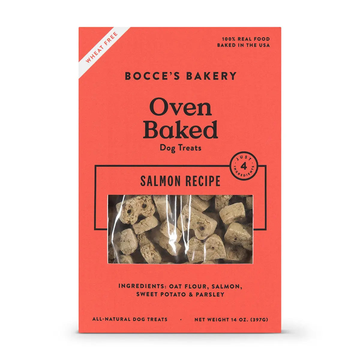 Bocce's Bakery 14oz Wheat-Free Salmon Biscuit Boxes for Delicious Dog Treats