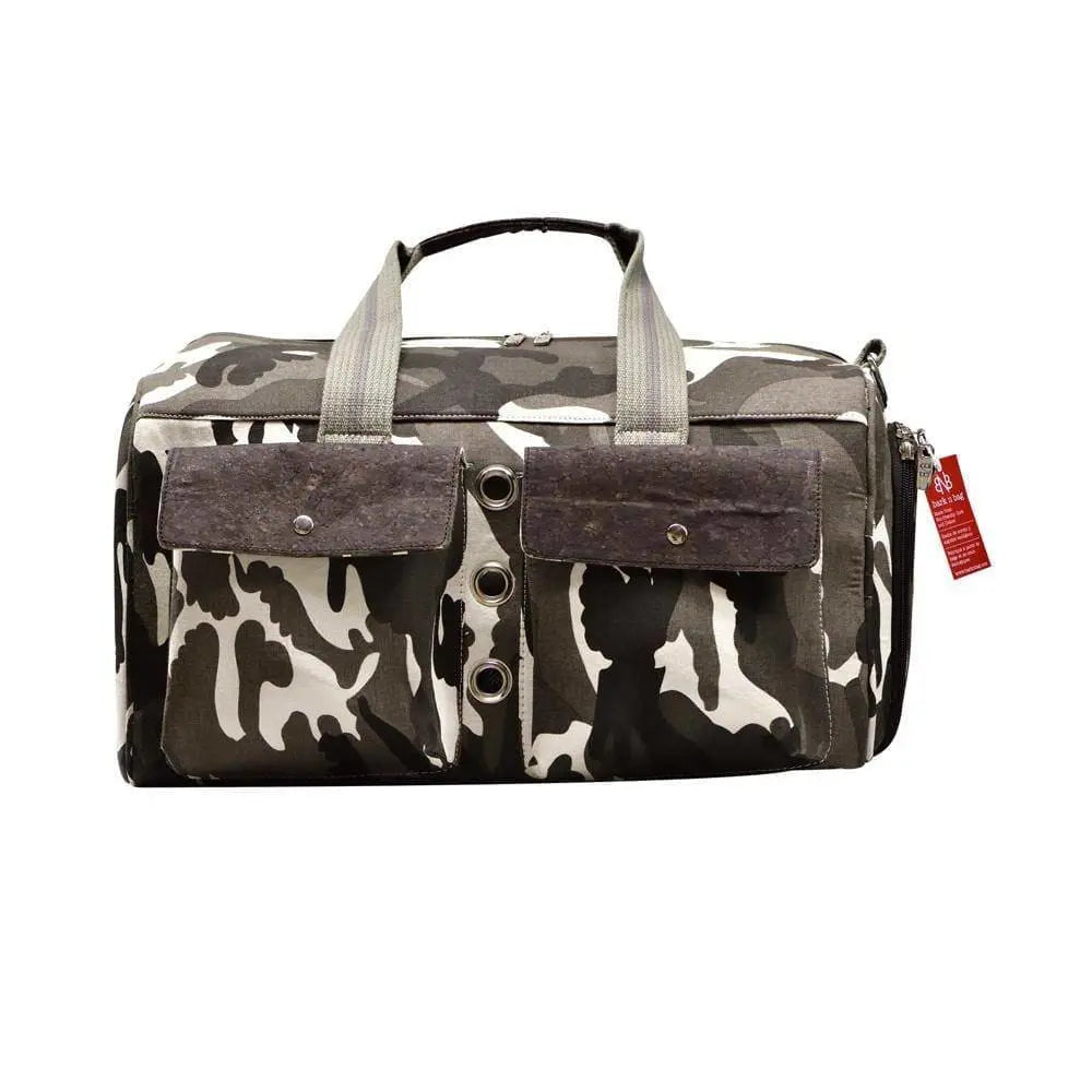 Stylish Bark-n-Bag Sauvignon Barc Cotton/Cork Camouflage Pet Carrier for Easy Travel