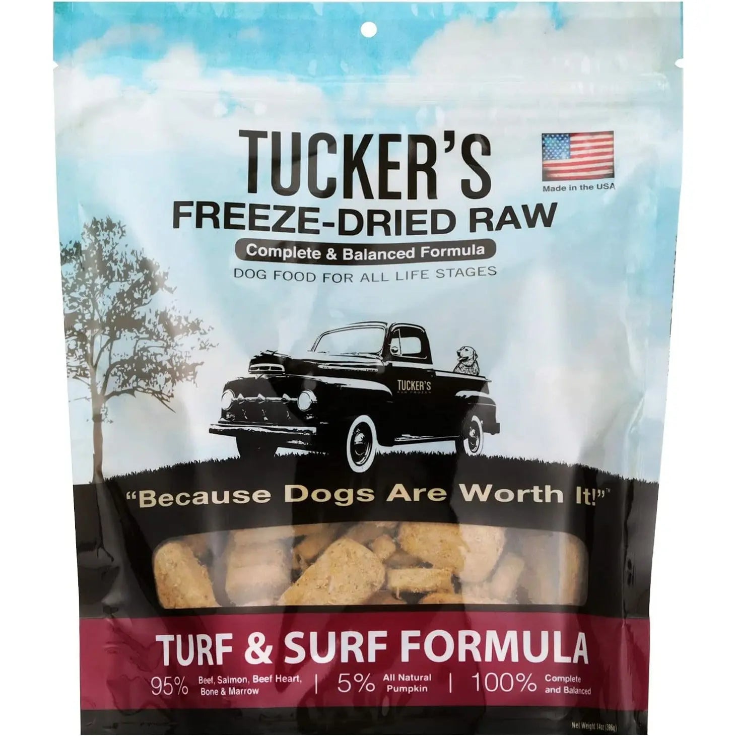 Tucker's® Freeze-Dried Dog Food - Turf & Surf Formula, 14-Ounce Package for Canine Nutrition