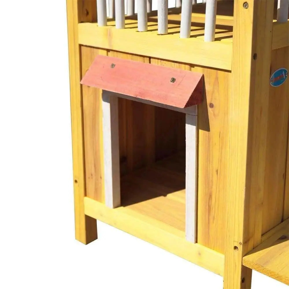 Waterproof Wooden 2 - Story Cat and Dog House with Ladder for Extra Activity Space
