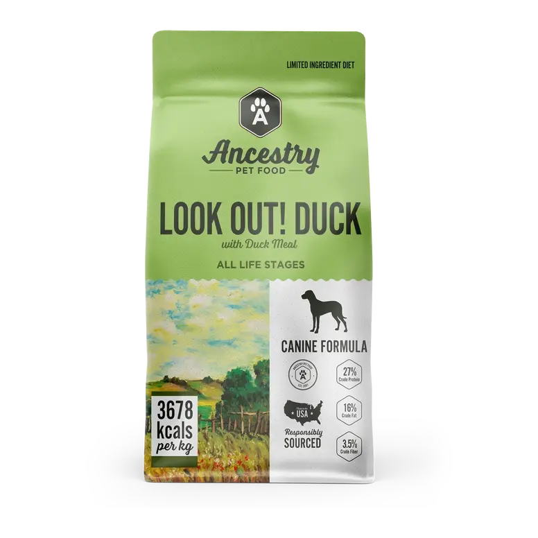 Ancestry Premium Dry Kibble Dog Food with Duck Meal and Potato Formula for Dogs with Food Sensitivities