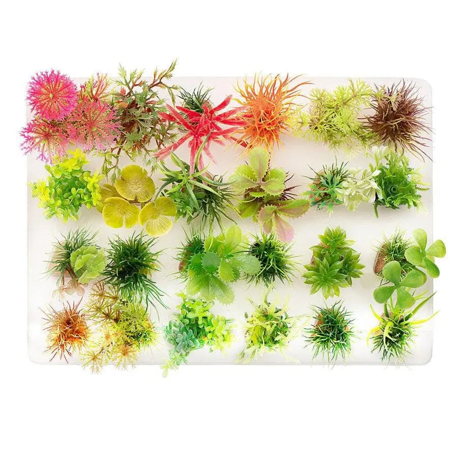 Aquatop Assorted Multi - Colored Plastic Aquarium Plants Boxed Set of 24 Pieces