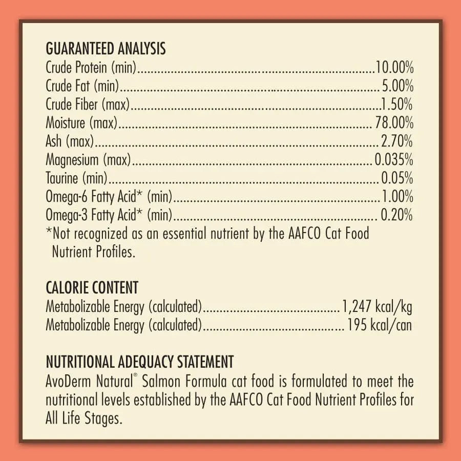 AvoDerm All-Natural 5.5 oz Wet Cat Food - Salmon Formula, 24 Cans
