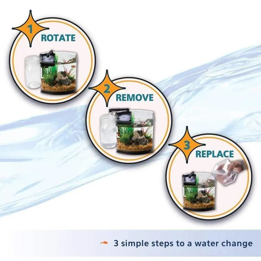 Aqueon Brand LED MiniBow™ Desktop Fish Aquarium Kit Featuring SmartClean™ Advanced Water - Changing Technology
