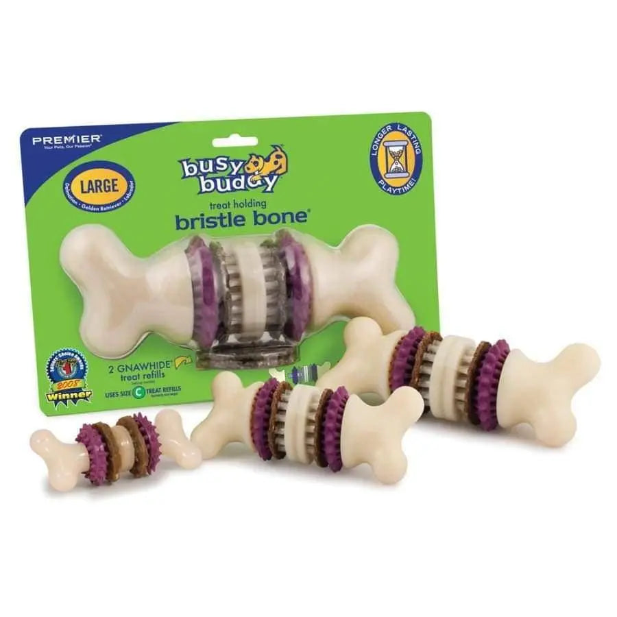 Busy Buddy Multi-Color Bristle Bone Durable Chew Toy for Dogs