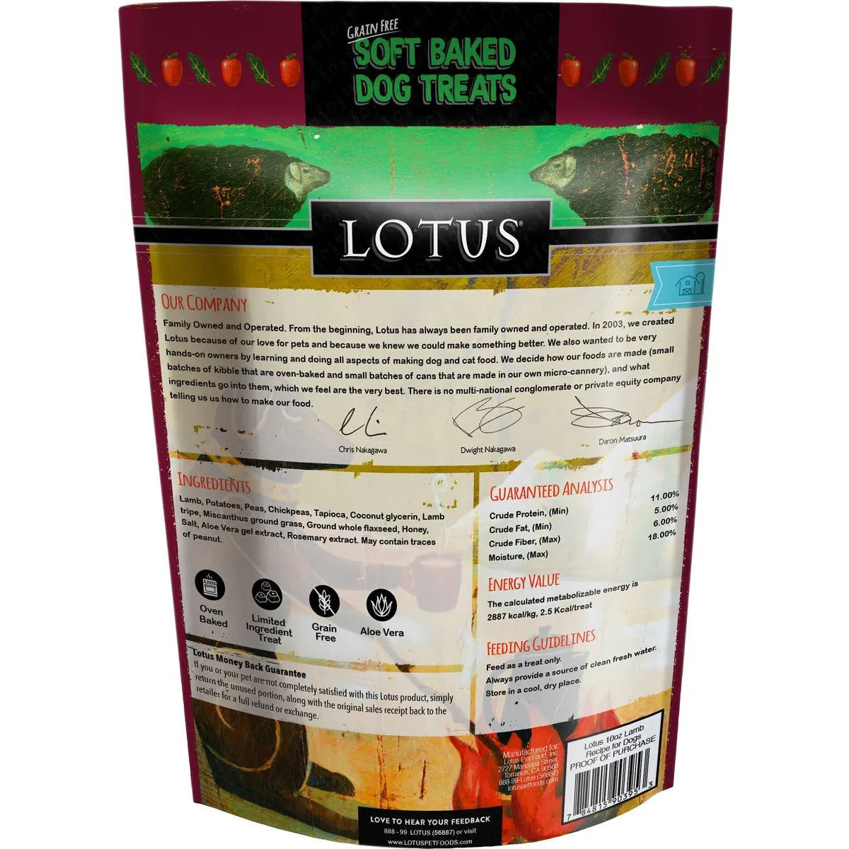 Lotus Premium Soft-Baked Grain-Free Doggie Treats with Delectable Lamb Tripe Recipe