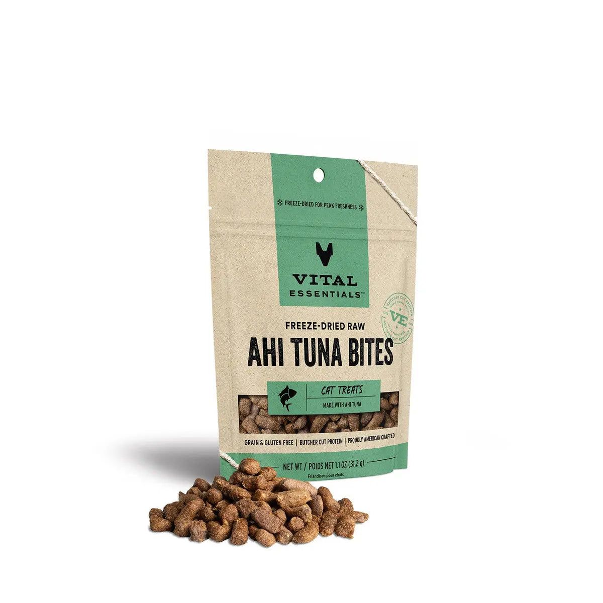 Vital Essentials® High - Quality Freeze - Dried Ahi Tuna Bites as Irresistible Cat Treats, 1.1 oz Package
