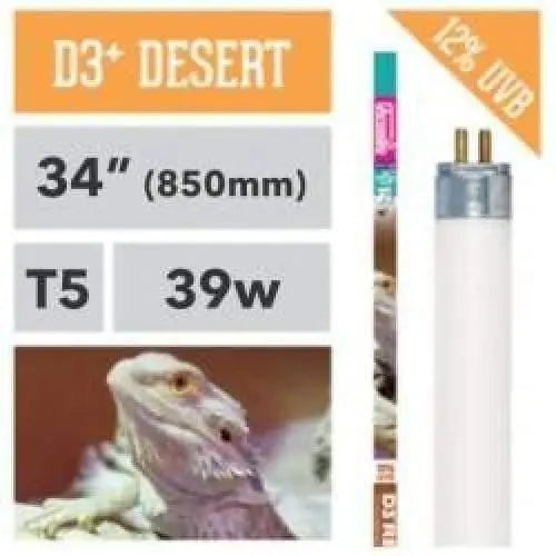 Arcadia High Output HO T5 Fluorescent Reptile Lamp with 12% UVB for Desert Reptiles - D3+ Bulb