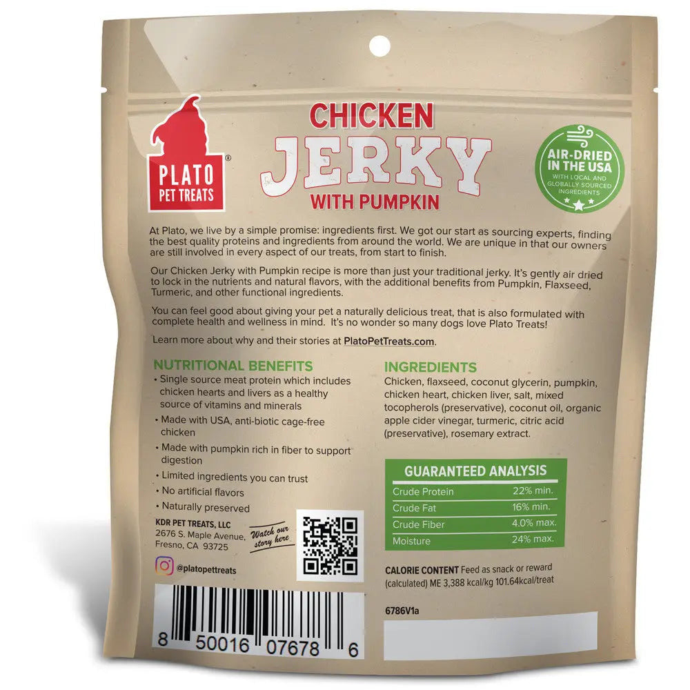 High - Quality Plato Pet Treats: Chicken Jerky Infused with Nutritious Pumpkin for Pets