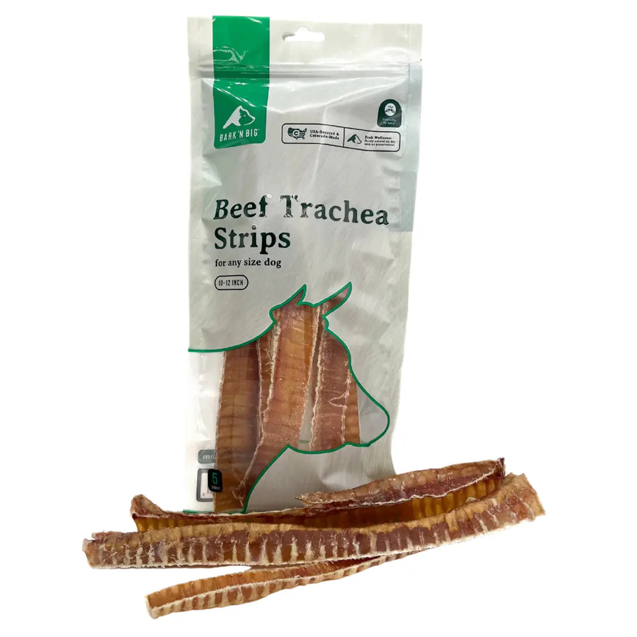 BarkNBig Premium Dog Treats - 5-Pack of 10 - 12 Inch Beef Trachea Strips