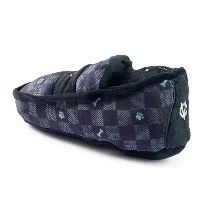 Haute Diggity Dog Luxury Black Checkered Squeaky Loafer Plush Dog Toy
