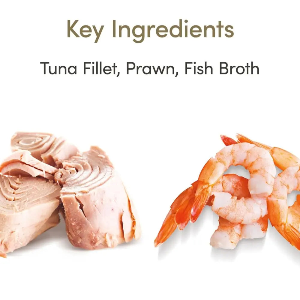 Applaws 70g Single-Serve Pouches of Tuna Fillet and Pacific Prawn in Broth, Pack of 12 for Feline Delights
