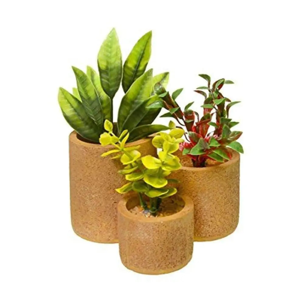 Round Blue Ribbon Natural Ornament Flower Pot for Aquariums and Terrariums