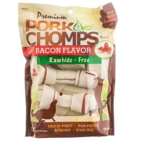 Premium Bacon Flavored Porkskin Knots - Pork Chomps Dog Chews