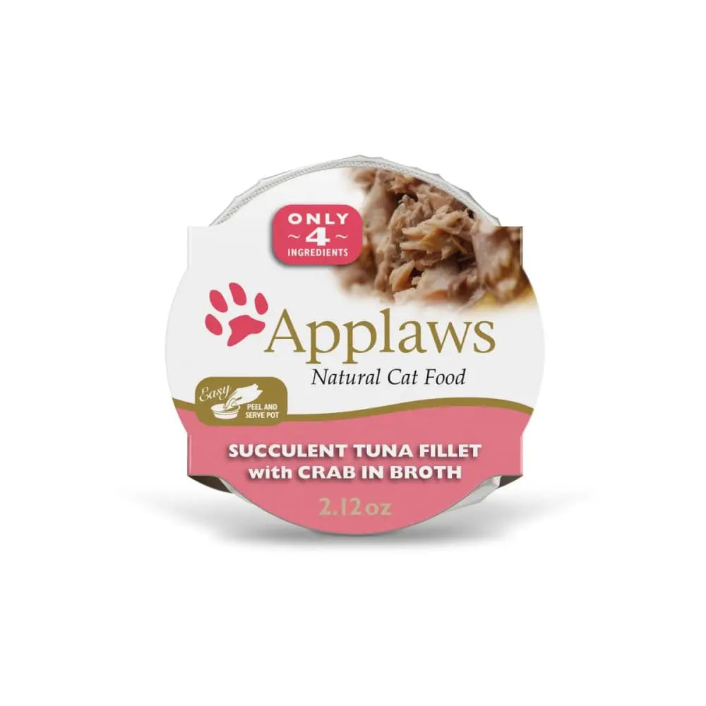 Applaws 2.12oz Natural Wet Tuna Fillet with Crab in Broth, 18 per Case