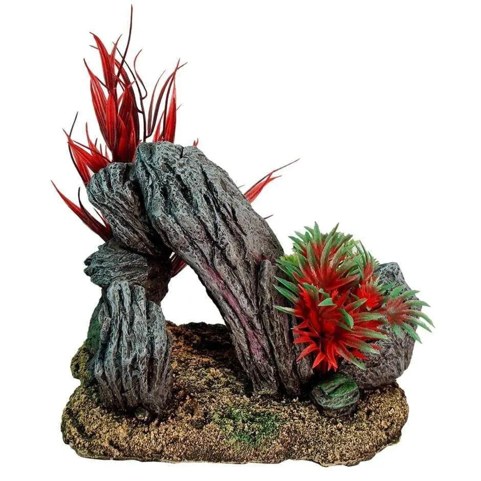 Blue Ribbon Safe Non - toxic Rock Swim - Through Decor with Lush Plants