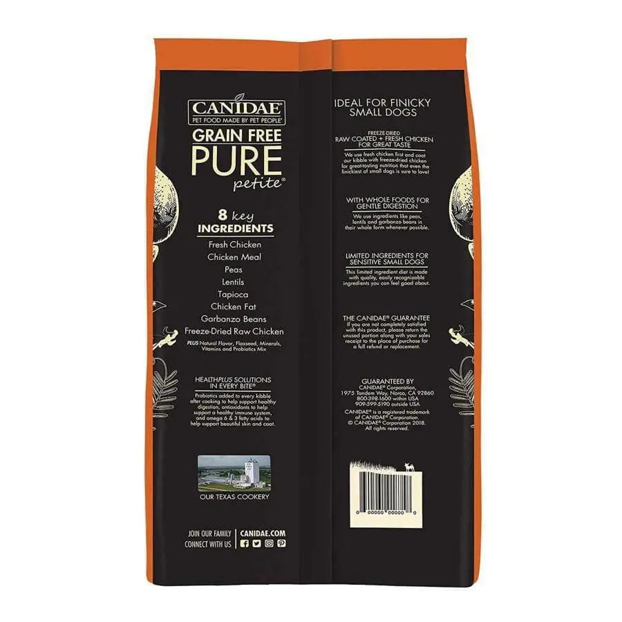 CANIDAE PURE Grain-Free Adult Dry Dog Food for Small Breeds, Raw Coated with Freeze-Dried Chicken