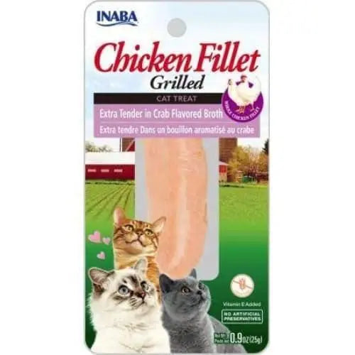 Inaba Premium Grilled Chicken Fillet Cat Treats - Extra Tender Pieces in Delicious Crab Flavored Broth