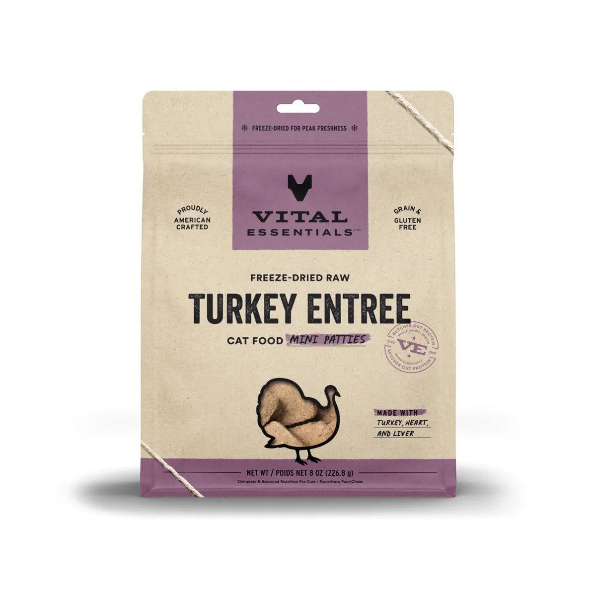 Vital Essentials® Freeze-Dried Raw Turkey Cat Food Mini Patties - High - Quality Nutrition