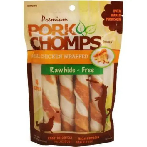 Large-Sized Premium Pork Chomps Real Chicken Enveloped Twists for Puppies
