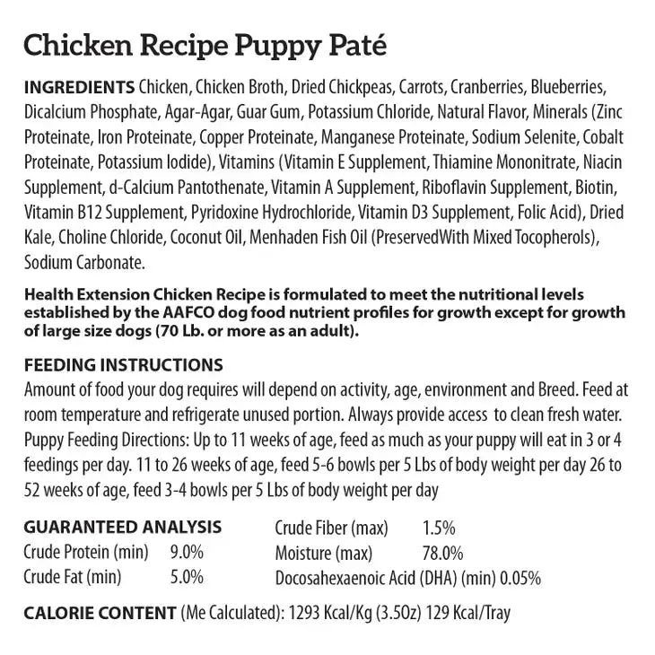Health Extension Puppy Wet Food in Small Cups, 12 Packs of 3.5 oz