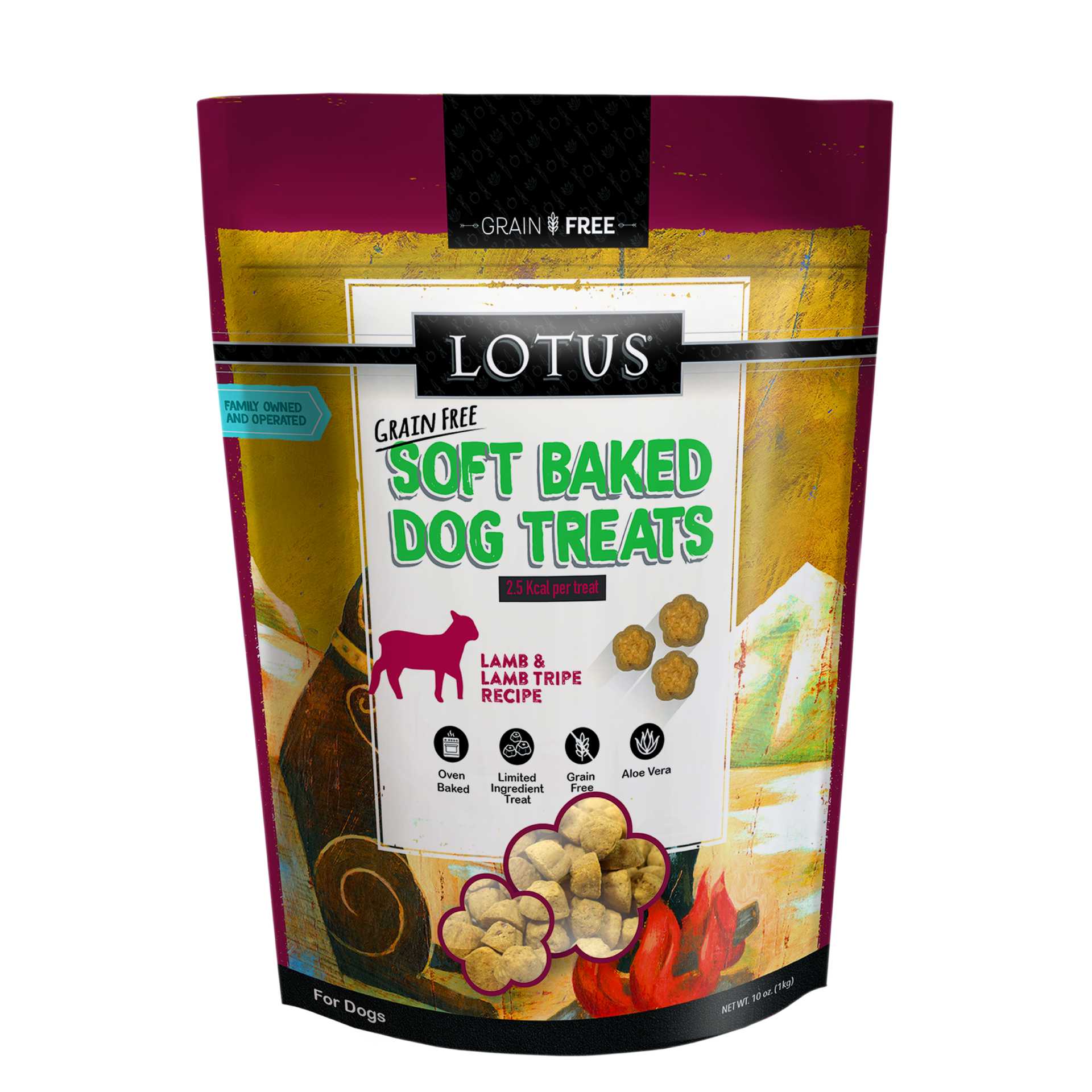 Lotus Premium Soft-Baked Grain-Free Doggie Treats with Delectable Lamb Tripe Recipe