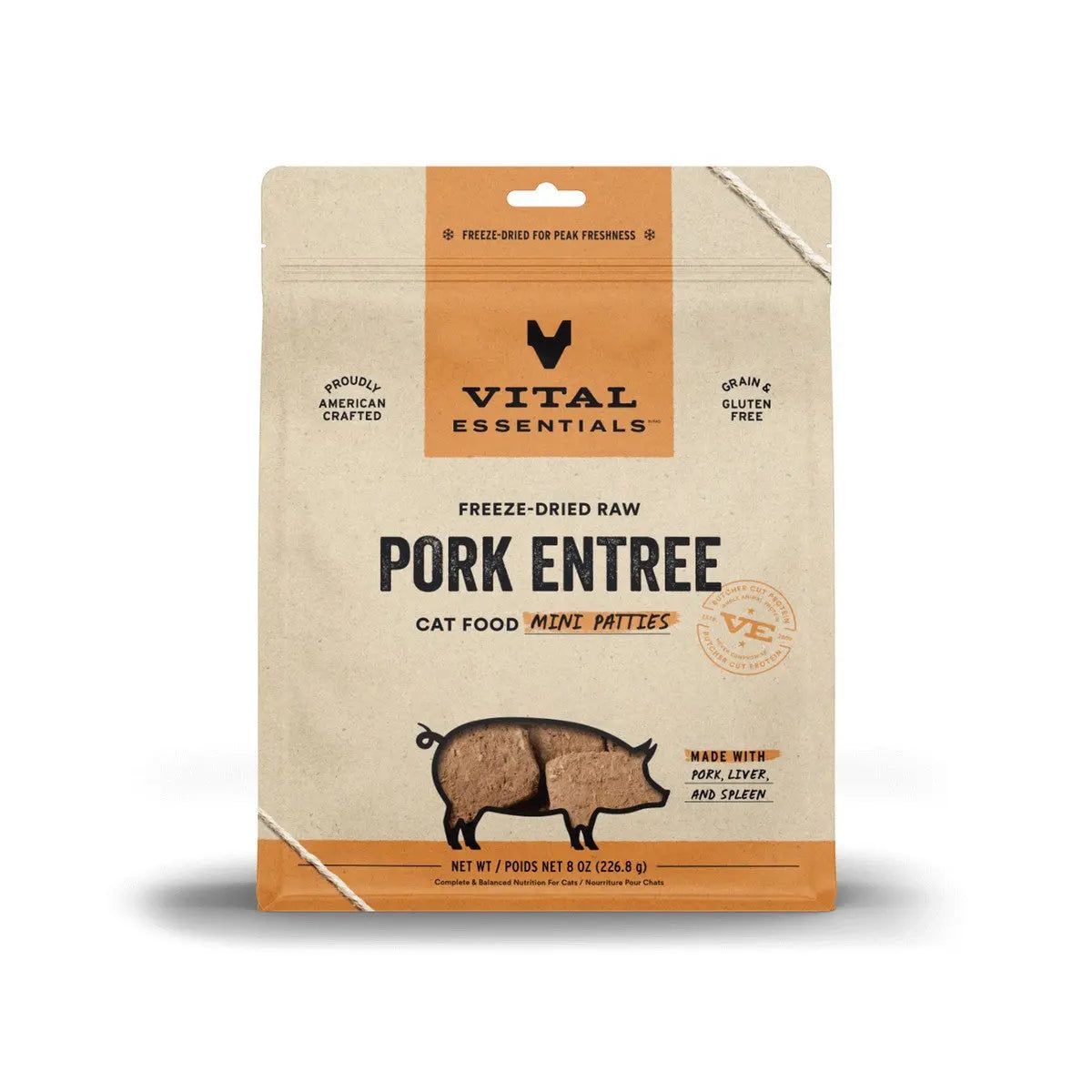 Vital Essentials® Freeze-Dried Mini Pork Patties for Cat Raw Diet