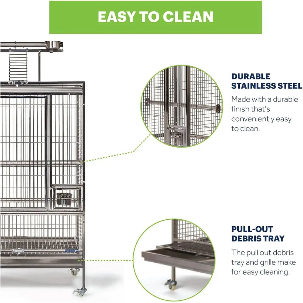 Prevue Pet Products Premium Large-Scale Stainless Steel Bird Cage with Play Top