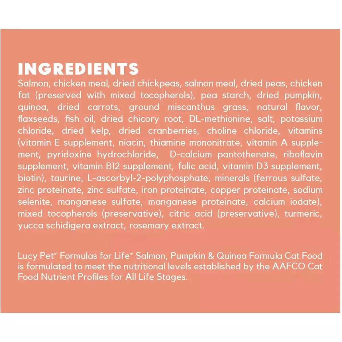 Lucy Pet Products Formulas for Life Premium Dry Cat Food with Wild Alaskan Salmon, Nutritious Pumpkin & High - Quality Quinoa