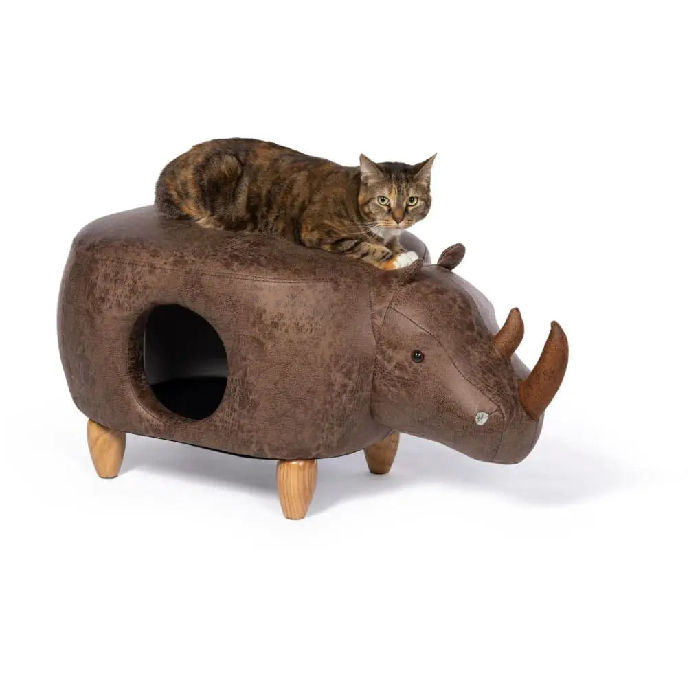 Prevue Pet Products Luxury Brown Faux - Leather Rhinoceros - Shaped Ottoman
