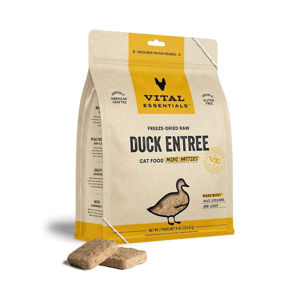 Vital Essentials® Mini Freeze-Dried Raw Duck Entree Cat Food Patties