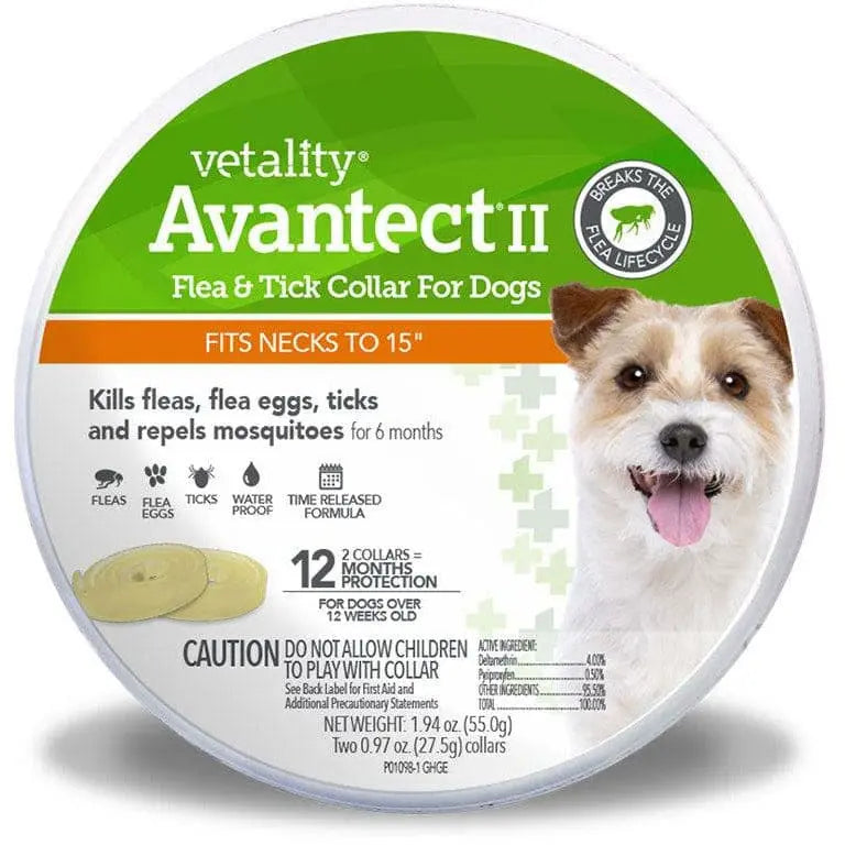 Vetality Avantect II 2-Pack Flea & Tick Collar for Long-Lasting Dog Protection