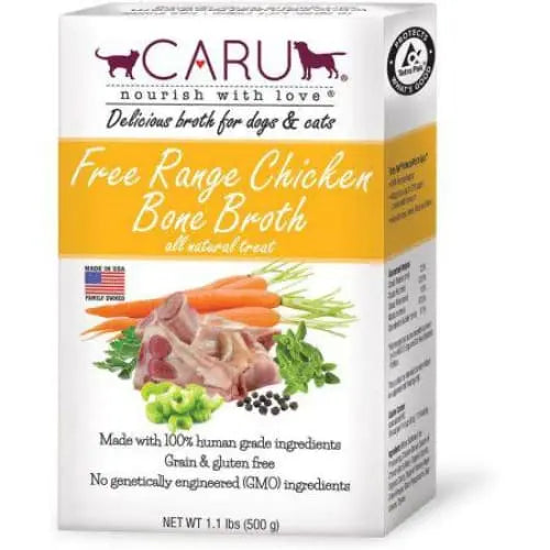 Caru All - Natural Free - Range Chicken Bone Broth: A Delectable Liquid Treat for Dogs and Cats