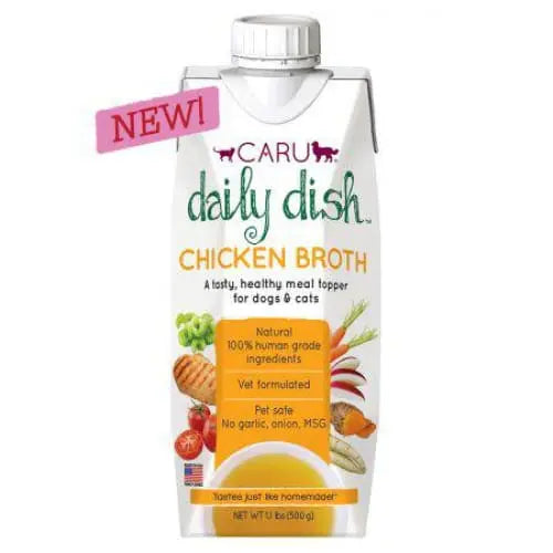Caru Premium Daily Dish Chicken Broth - A Nutritious Topping for Dogs and Cats' Meals