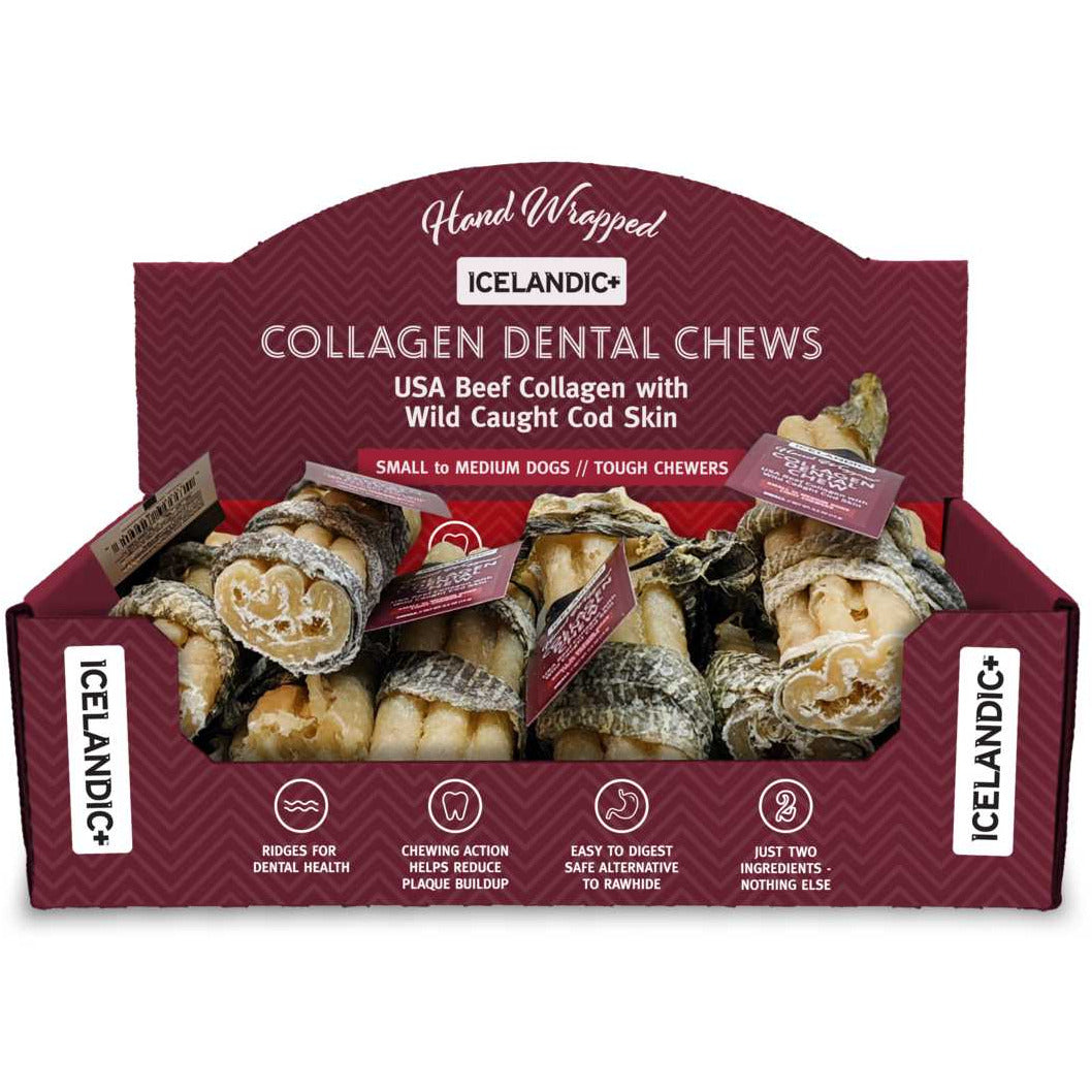 Icelandic Beef Collagen-Wrapped Fish Dental Chews for Dogs - 12 Pack