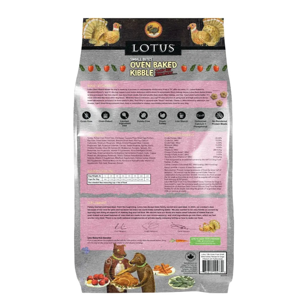 Lotus Grain-Free Oven-Baked Small Bites Dry Dog Food with Turkey Recipe