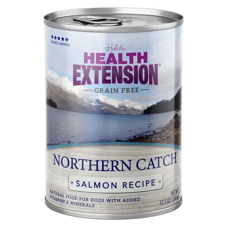 Health Extension Grain - Free Wet Dog Food with Northern Catch Salmon Recipe, Pack of 12 Cans, 12.5 oz Each