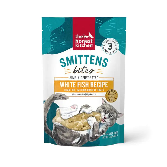 The Honest Kitchen Smittens Dehydrated Bites - Premium Natural White Fish Recipe Cat Treats, 1.5 Ounce Pack