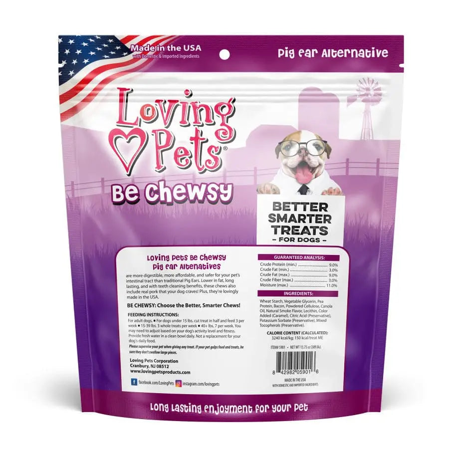 Loving Pets Be Chewsy Digestible Real Pork Pig Ear Dog Treats Made in USA