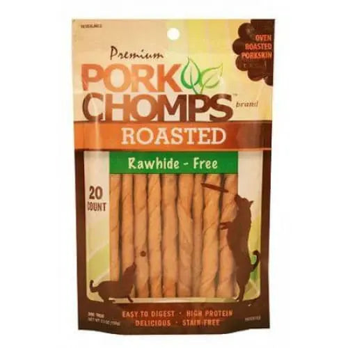 Roasted Premium Rawhide-Free Porkskin Twists - Pork Chomps for Dogs