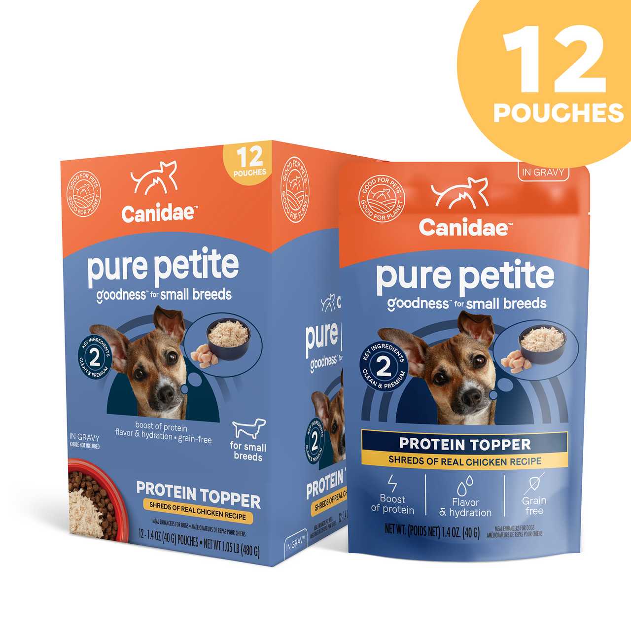 CANIDAE PURE Small Breed Dog Protein Topper, 12 Packs of 1.4 oz