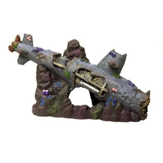 Exquisite Hand - crafted Blue Ribbon Sunken Submarine Aquarium Accessory